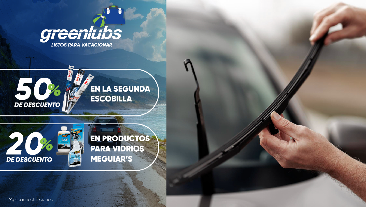 50% en la segunda  escobillas y 20% en cualquiera de los productos de vidrios meguiar's ( g8504-01 - imagen
